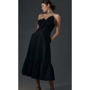 Anthropologie Hutch Bow Tie Maxi Dress Size 4 Petitie Black Strapless